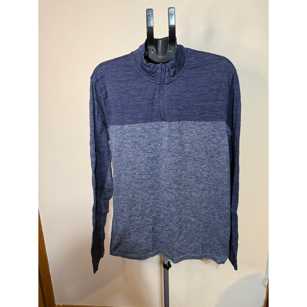 Marc Anthony Slim Fit Quarter Zip Pullover Blue Space Dye Mens Large L